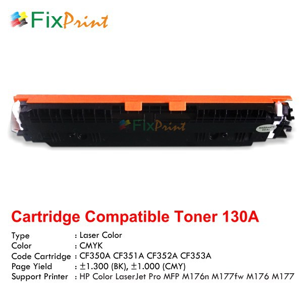 Compatible Cartridge HP CF352A 130A Yellow, HP Color LaserJet Pro 100 MFP M176n M177fw Yellow Murah