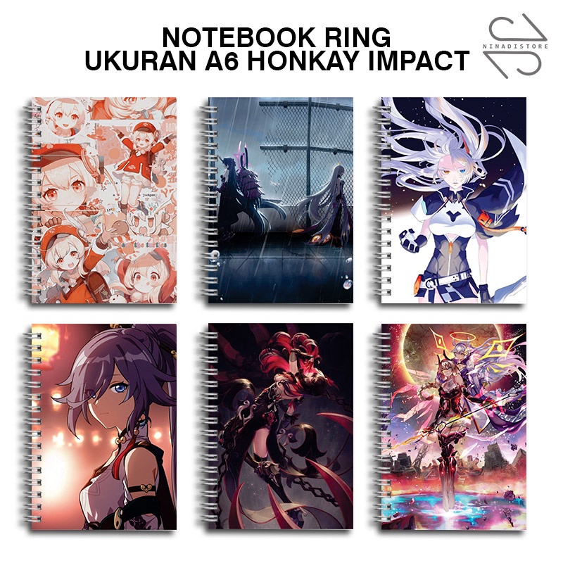 

(BELI 6 GRATIS 1)Buku Tulis Catatan buku notebook buku diary Notebook Ring Spiral A6 60 Lembar koleksi gambar honkay impact part3