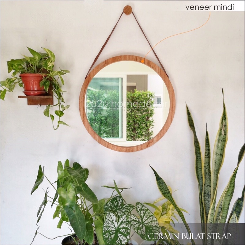 CERMIN BULAT VENEER MINDI DIAMETER 50 cm