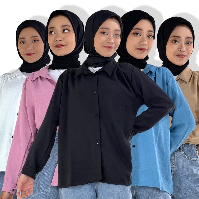 KEMEJA POLOS WANITA HITAM PUTIH MURAH KEMEJA WANITA LENGAN PANJANG ALL SIZE JUMBO