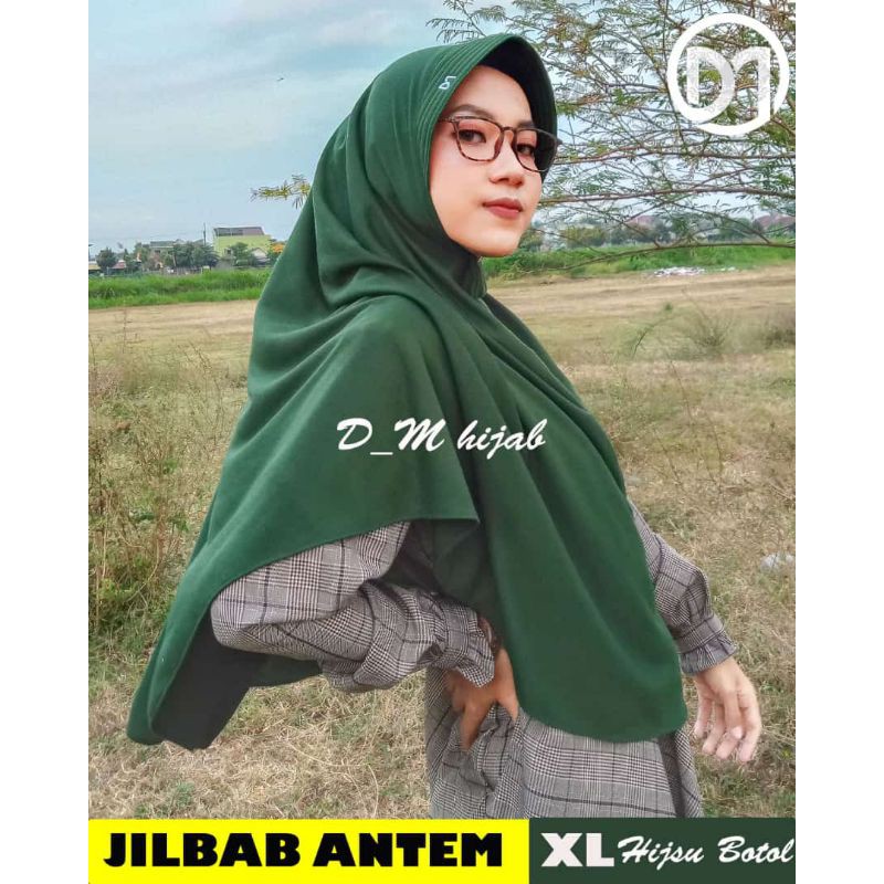 Jilbab antem instan bordir DM ukuran XL bahan kaos tc halus