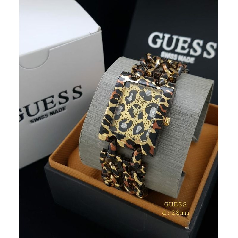 jam tangan rantai cewek kepang leopard d:34mm include box
