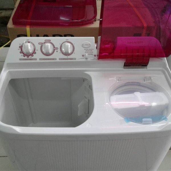mesin cuci 2 tabung SHARP EST 85 CR Aquamagic Strong Body Low Watt Big Pulsator 8.5 KG