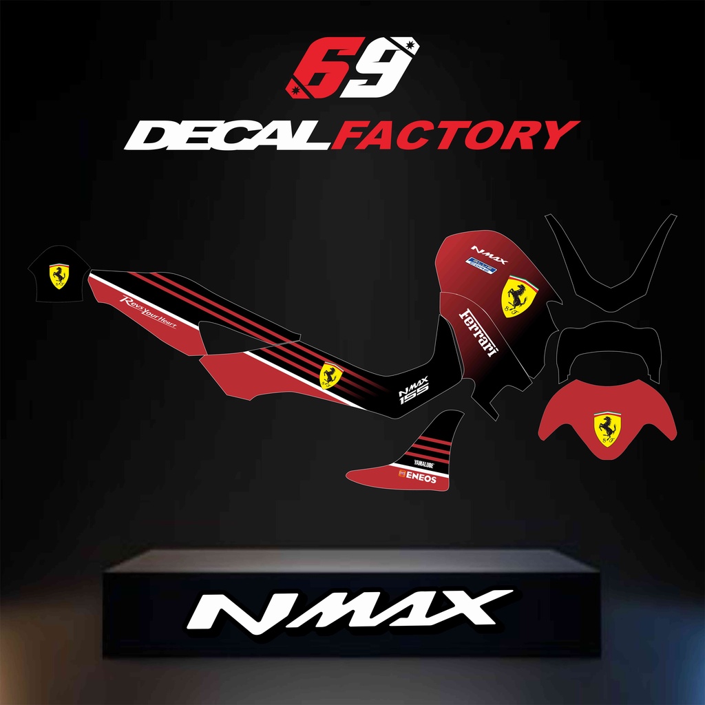 CUSTOM DECAL NMAX NEW Motif Ferari Black Red