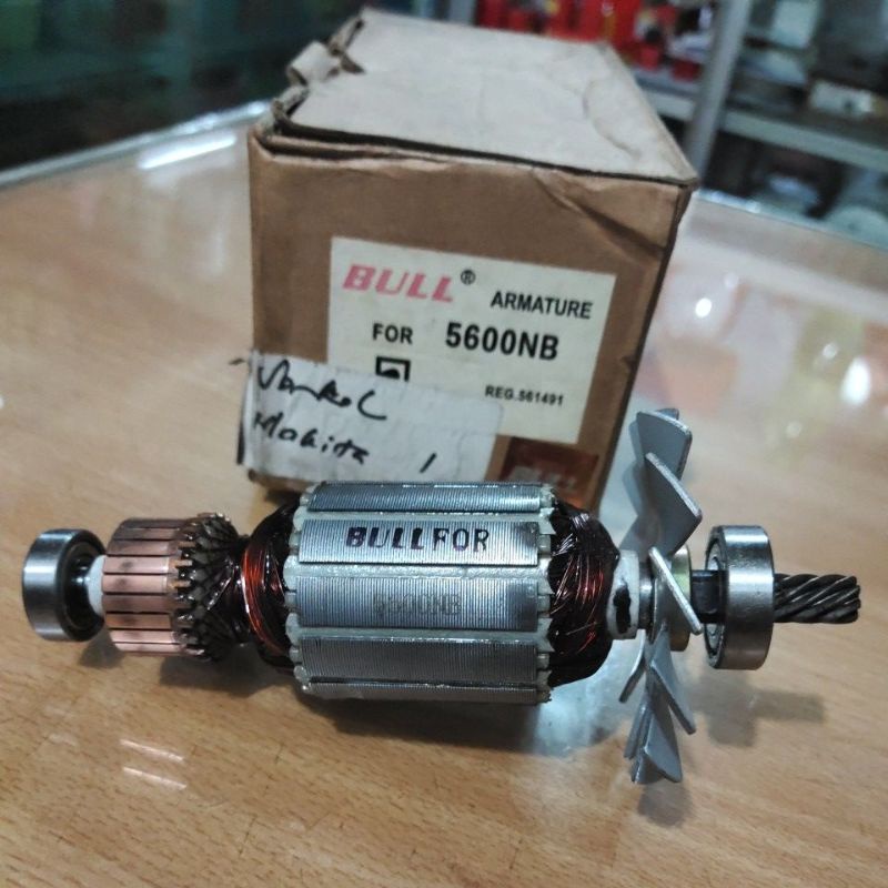 1 Paket Angker 5600 NB BULL ➕ 2 Bearings Depan Belakang | Armature / Rotor Mesin Tangan ✋ Circular S