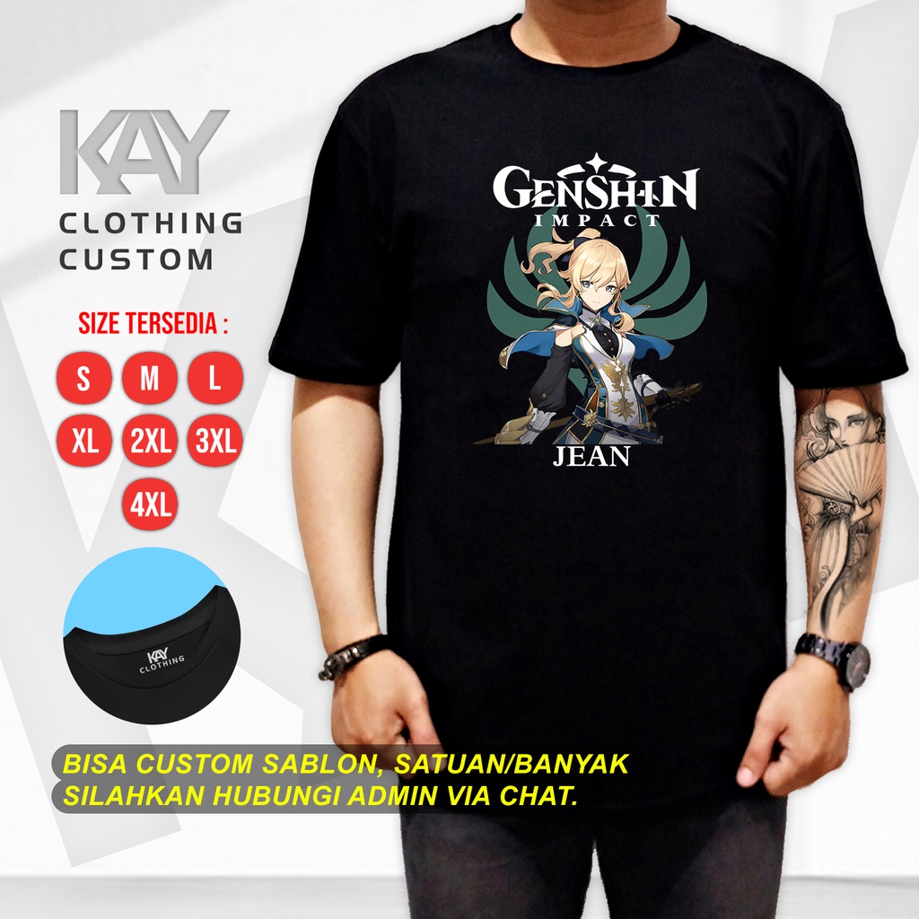 Kaos Gaming GENSHIN IMPACT JEAN / Kaos Distro Sablon DTF Custom Kata Suka Suka S M L XL 2XL 3XL 4XL 