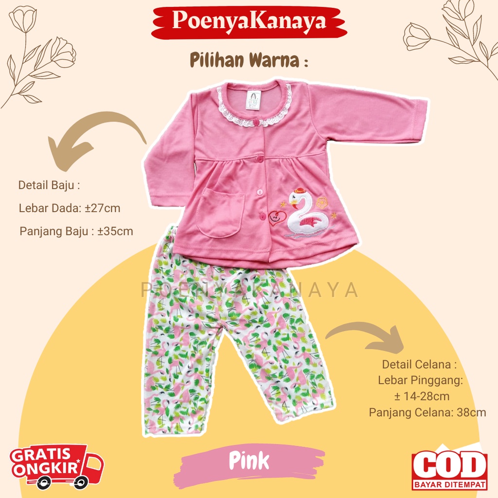 Setelan Baju Bayi Piyama Bayi Panjang Perempuan SWAN LOVE Yeiko 6-18 bln SPY08