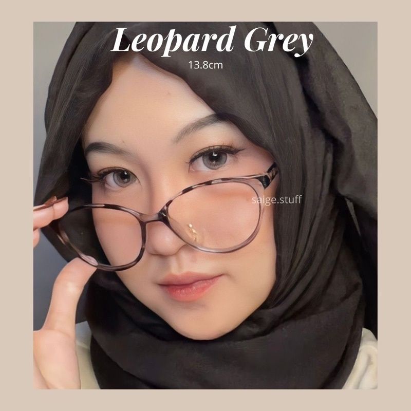 KACAMATA LEOPARD GREY CAT EYE / GAYA RETRO GLASSES FRAME TAHAN RADIASI