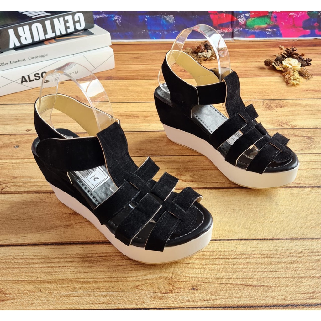 ABBUSHOES JH 51  Wedges Tali Cocok Disaat Santai Bahan Kanvas