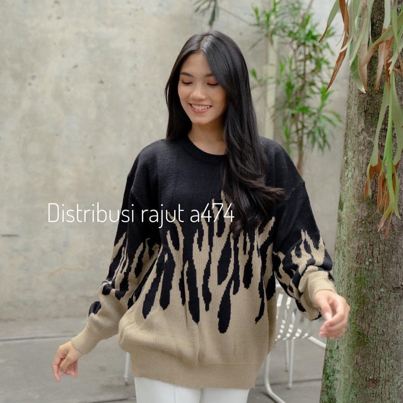 Fire sweater rajut pria wanita gaya korea kualitas premium streetwear