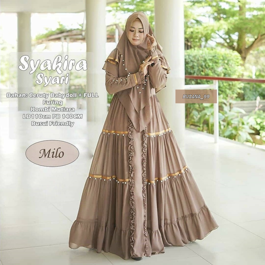 Dress SYAKIRA SYARI Gamis Set Khimar / Dress Wanita Kondangan / Gamis Syari Wanita Terbaru 2022 / Ga