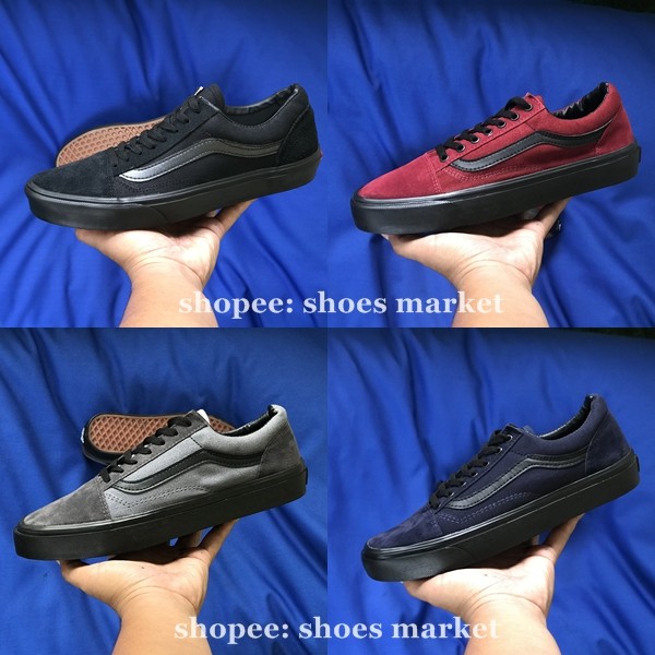 VANS OLDSKOOL BLACK MAROON NAVY GREY SOL HITAM WAFFLE DT