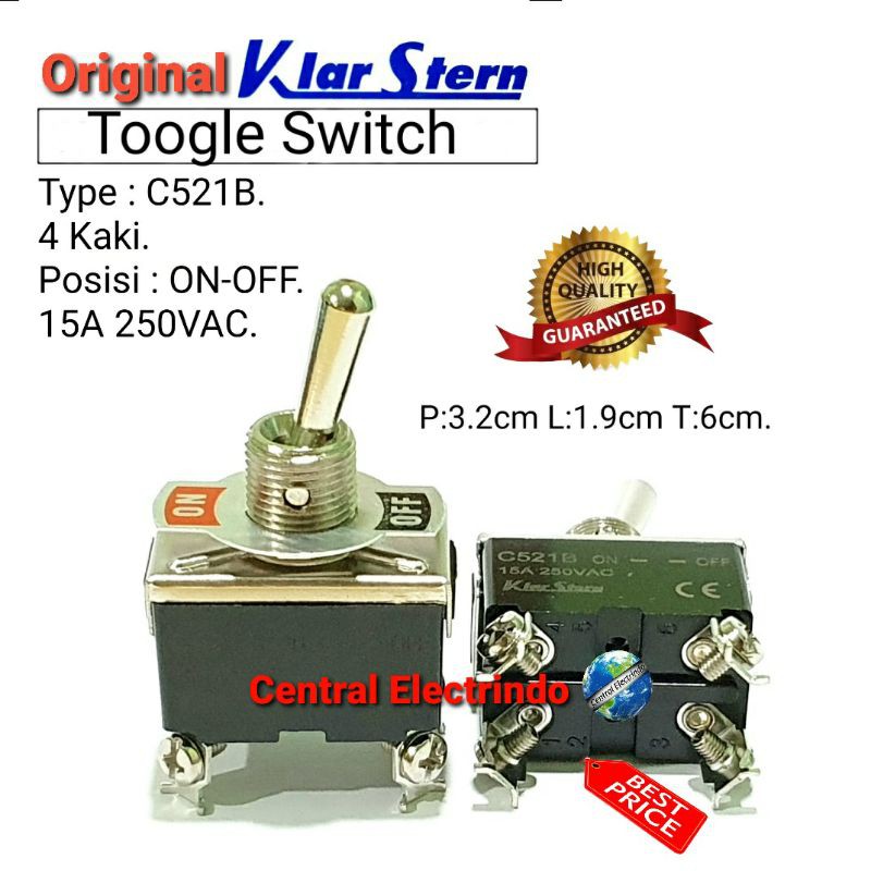 Toogle Switch KlarStern C521B 4kaki ON-OFF.