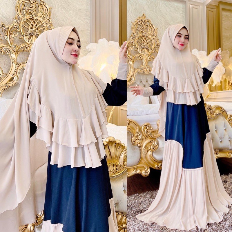 Gamis Syar'i Polos Nude Kombi Navy By Shellasaukia
