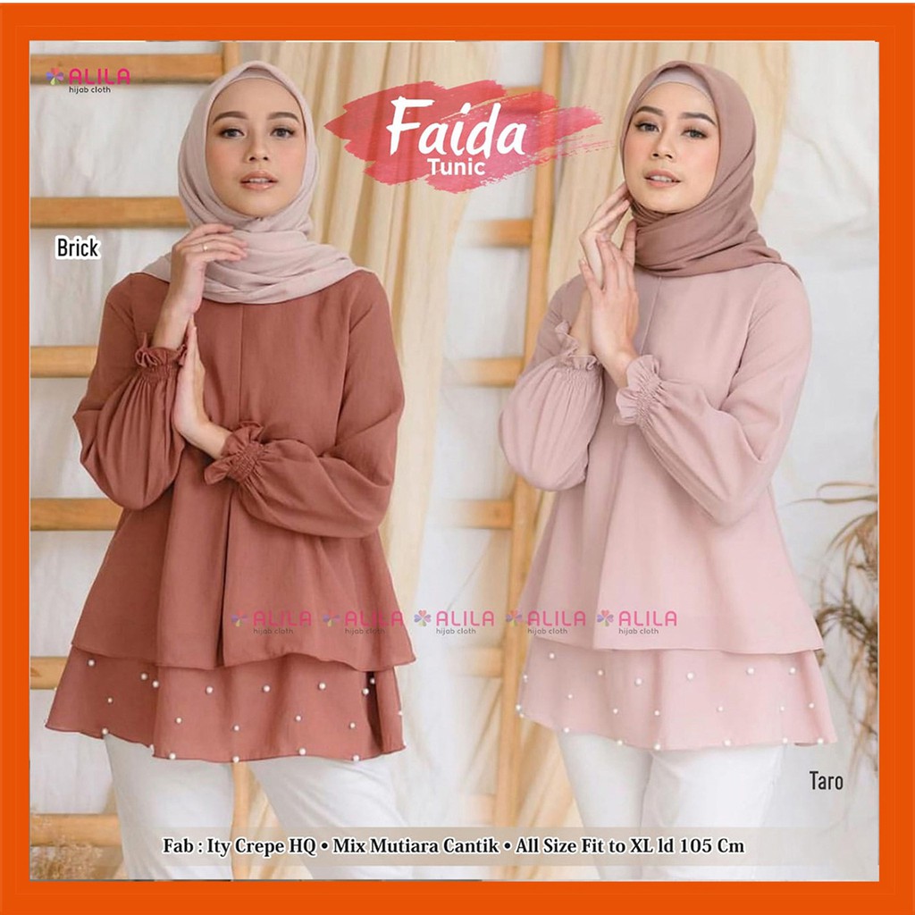 FAIDA TUNIK by ALILA TUNIK POLOS LD 105 BAJU ATASAN CEWEK TUNIK MUSLIM BAHAN ITY CREPE TUNIK CEWEK
