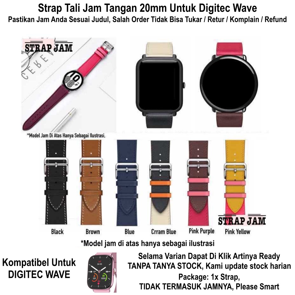 FASHION Tali Jam Digitec Wave - Strap 20mm Kulit Modis Untuk Wanita