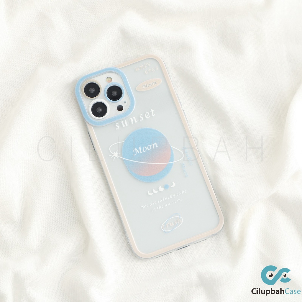 Sunset Clear Moon Soft Case Full Lens Cover iPhone 7 8 SE 7+ 8+ X XR XS 11 12 13 MINI PRO MAX