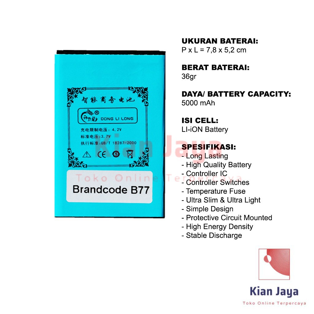 MCOM Baterai Hp Brandcode B77 Mate 7 Original Double Power Batre Batrai Battery Ori Brancode