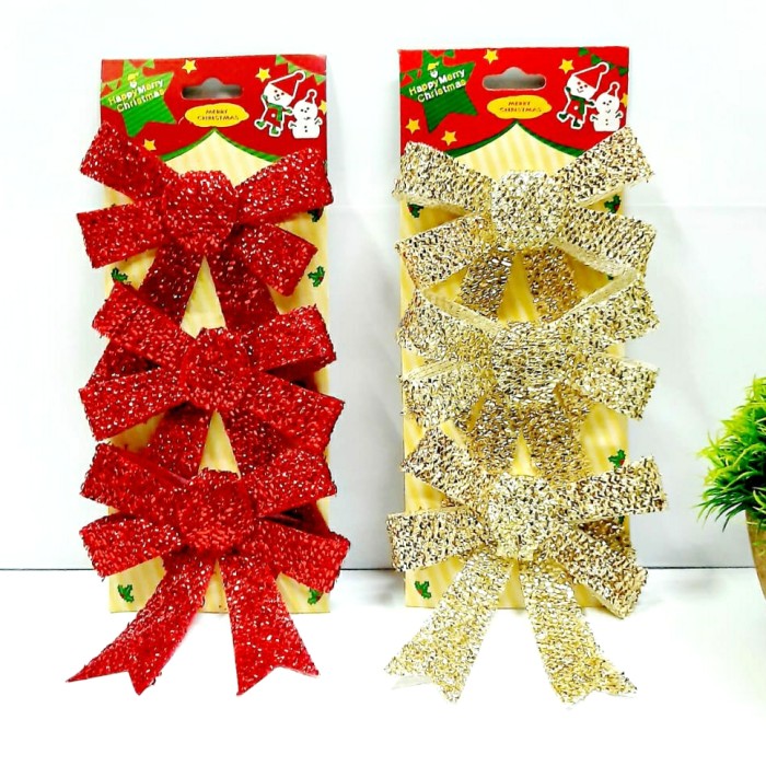 

Pita Natal Gliter isi 3 Pita Merah Emas Dekorasi Hiasan Parcel Natal - Gold