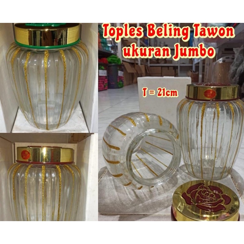 Hot Product Toples Kaca Golden Rose Motif Batik Tutup Gold Toples Golden Rose Toples Kue Lebaran