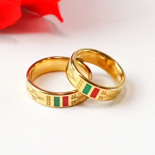 Cincin titanium couple gucci original emas silver perak palladium nikah tunangan