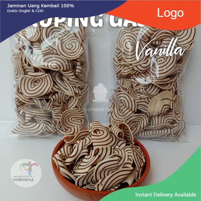 

MAKANAN RINGAN SNACKS KUPING GAJAH/KERIPIK KUE KUPING GAJAH TERLARIS RASA VANILA 500 GR