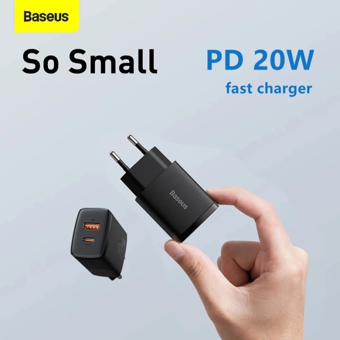 Kepala Charger BASEUS Quick Fast Charging QC3.0 TYPE C + USB 20W PD