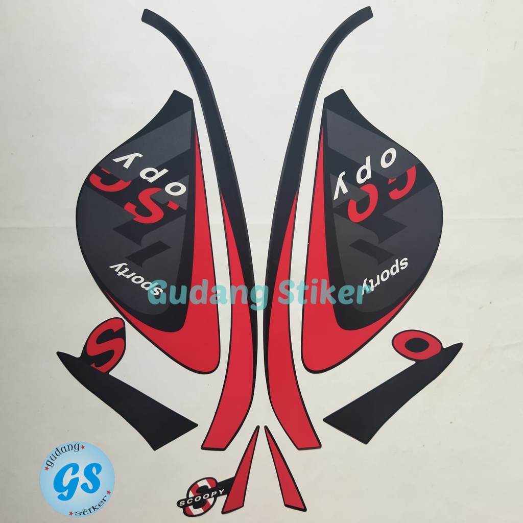 sticker striping motor scoopy sporty 2021 full hitam