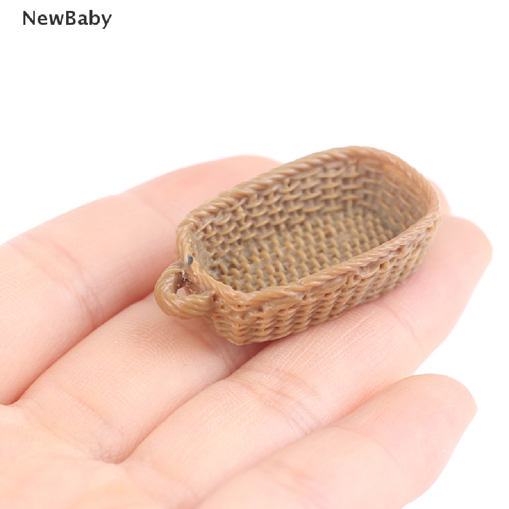 Newbaby Miniatur Keranjang Roti / Makanan Bahan Resin Skala 1: 12 Untuk Aksesoris Rumah Boneka