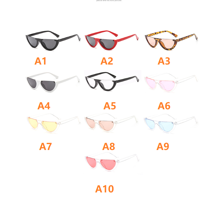 Bayar di TempatKacamata Hitam Wanita/Pria Cool Trendy Oval Half Frame Sunglasses Women/Men UV400