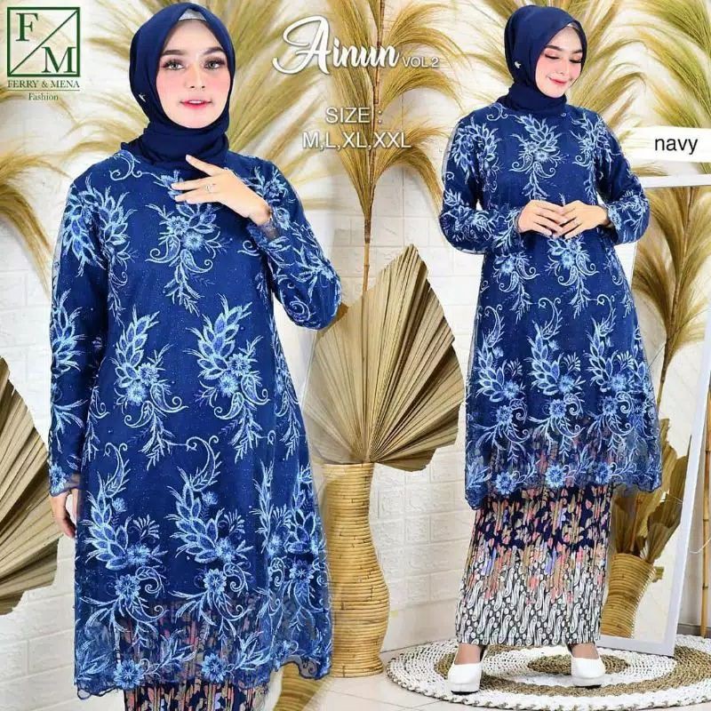 SETELAN KEBAYA AINUN/TUNIK TULLE BORDR/KEBAYA MODERN