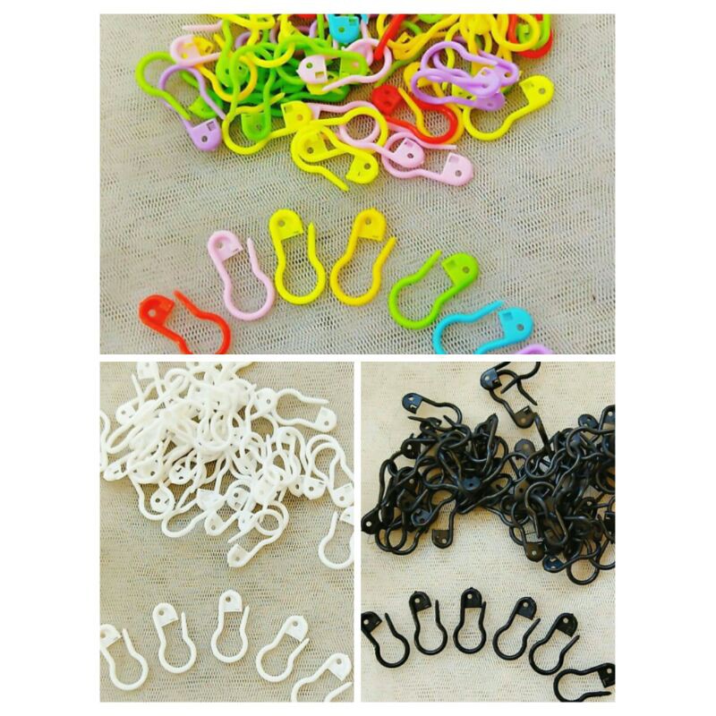 Warna Hitam Isi 50 kait peniti plastik bohlam kait strap masket warna warni hitam putih