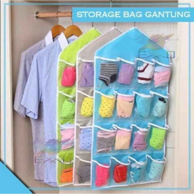 Storage Bag Gantungan 16 Kantong Hanger Serbaguna