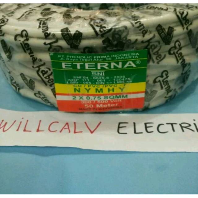 KABEL ETERNA SERABUT 2X0.75 - KABEL SERABUT ETERNA NYMHYO 2X0.75 -  HARGA PERMETER