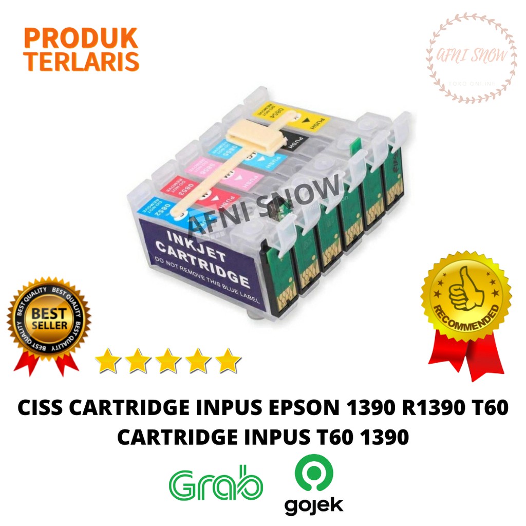 CISS Cartridge Infus EPSON T60 / 1390 / R1390 Plus Chip Reset - NEW