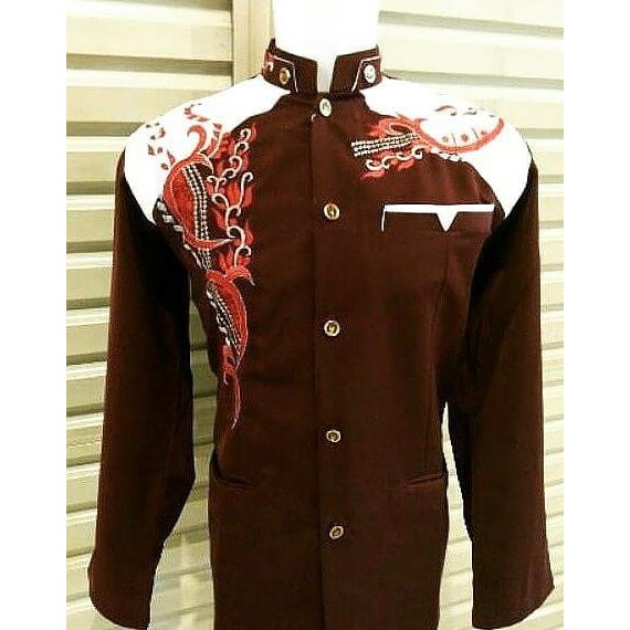 Baju Koko Murah Jasko Motif Merah Marun