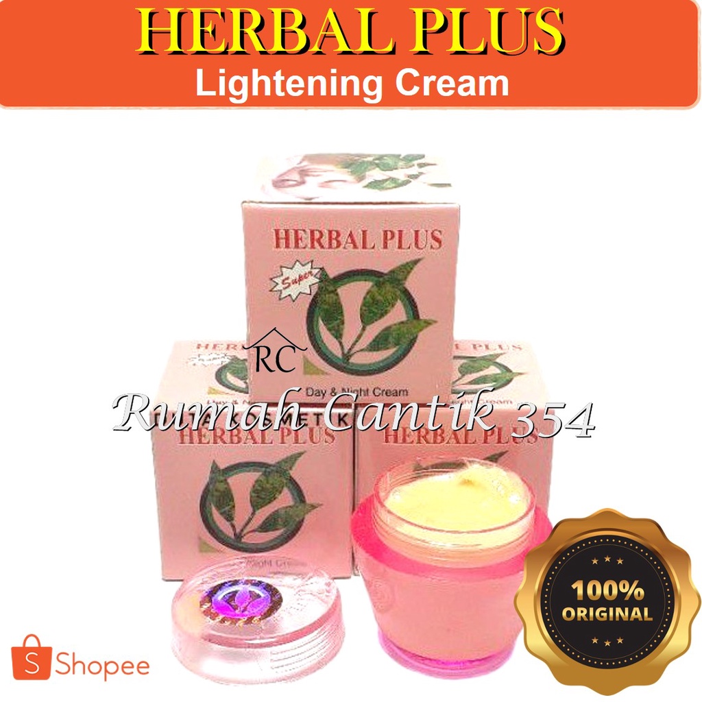 Herbal Plus Lightening Cream Daily Use 15 gr Rumah Cantik 354 Krim Pelembab Mencerahkan Kulit Wajah Siang &amp; Malam