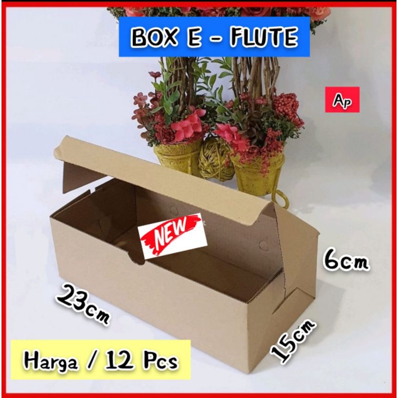 

[ 12 Pcs ] BOX E ~ FLUTE uk 23 x15 x 6 cm hampers brown ~ FOOD GRADE
