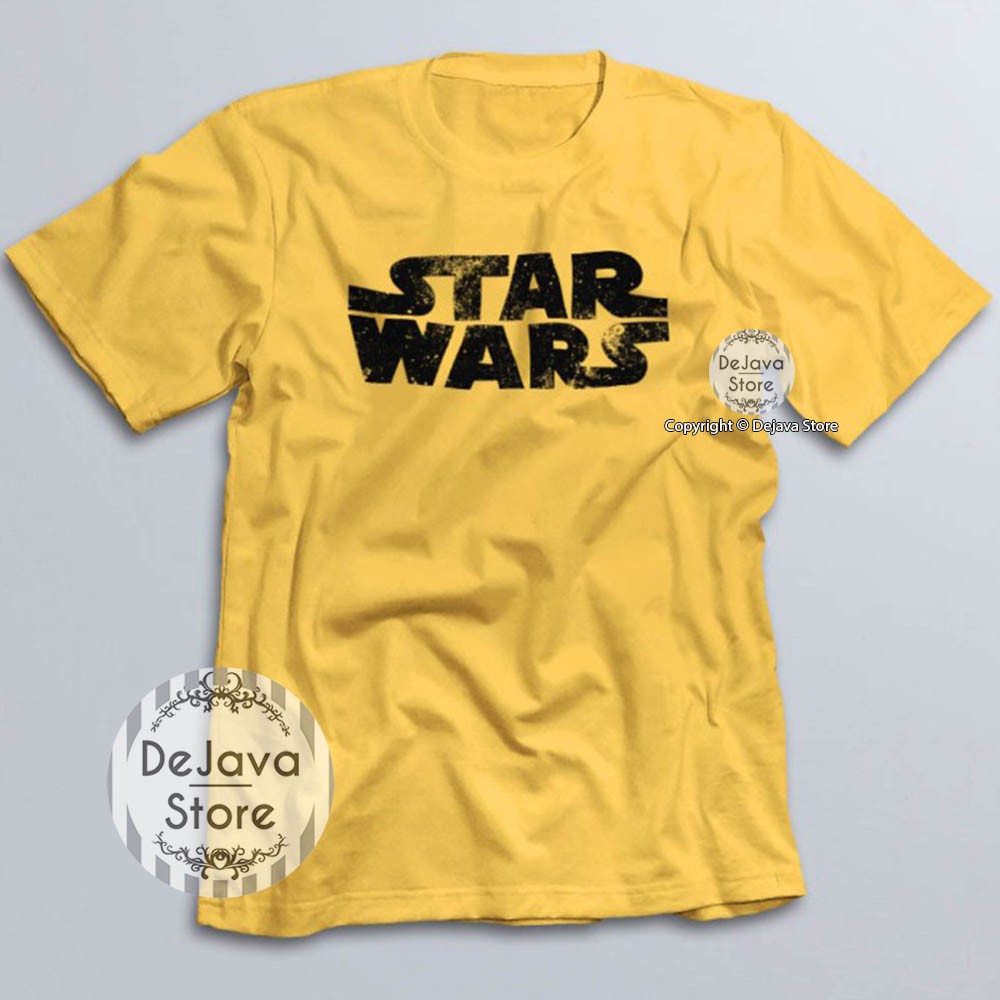 Kaos Distro STARWARS LOGO 3 GRUNGE - Baju Tshirt Bagus Kekinian Premium Eksklusif N2-006 | 122-KUNING