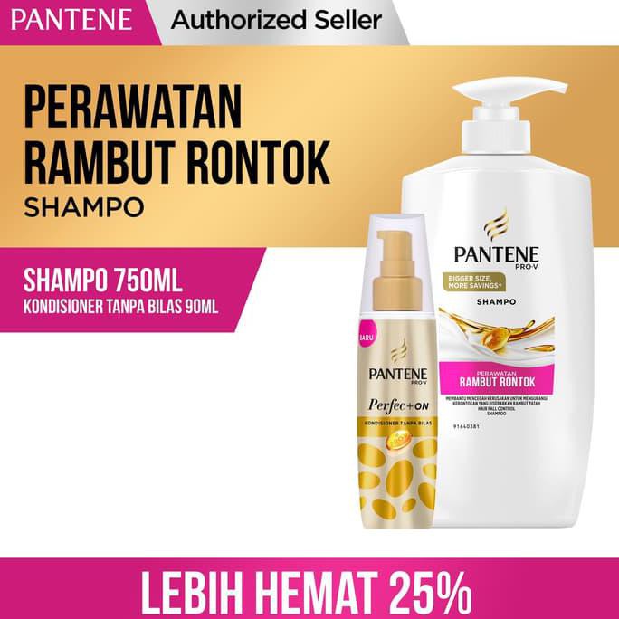 PANTENE SHAMPOO HAIR FALL CONTROL 750ML CONDITIONER TANPA BILAS 90ML