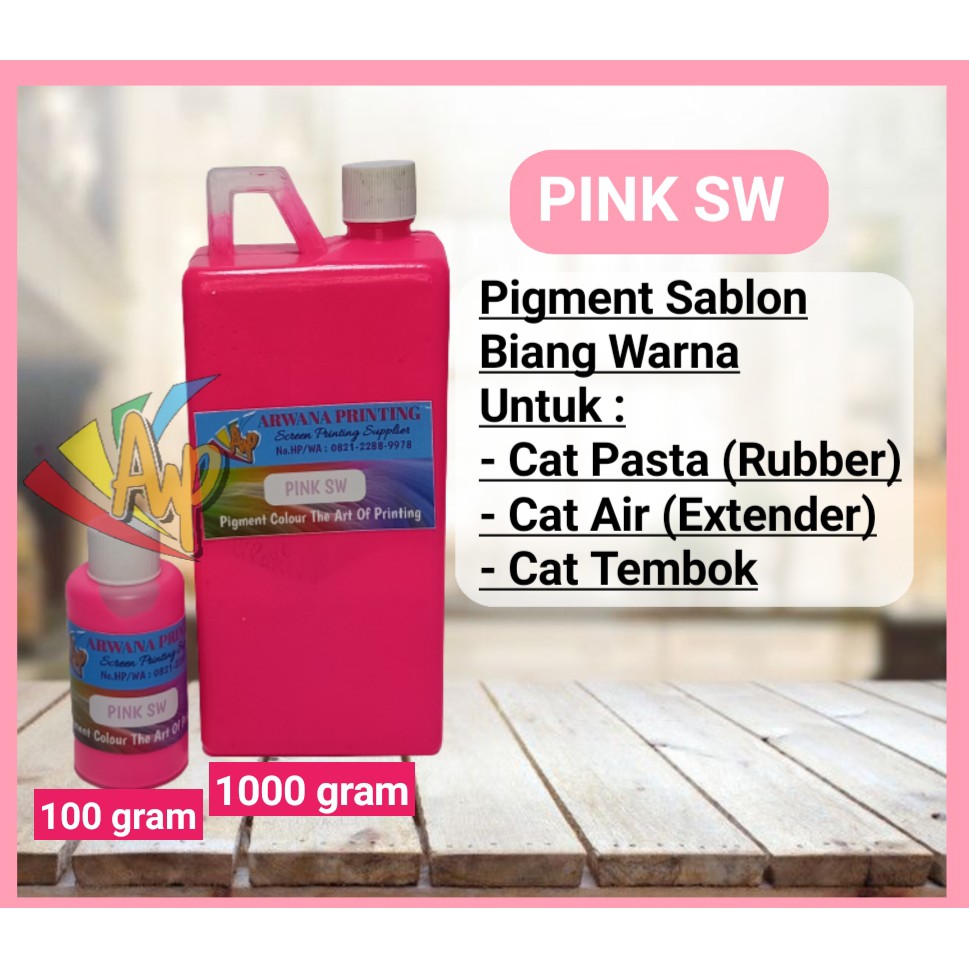 

Pigment Fluorescent Biang Warna Sablon Pink SW 100 Gram