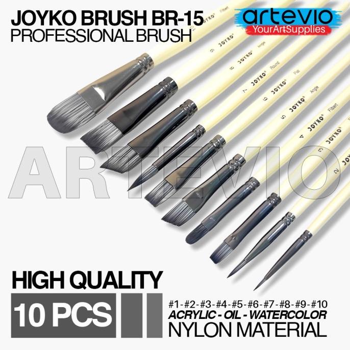 

TERBARUU!! Kuas Cat Air Minyak Lukis Acrylic Brush Joyko BR-15 1 Set 10 Pcs TERBARU