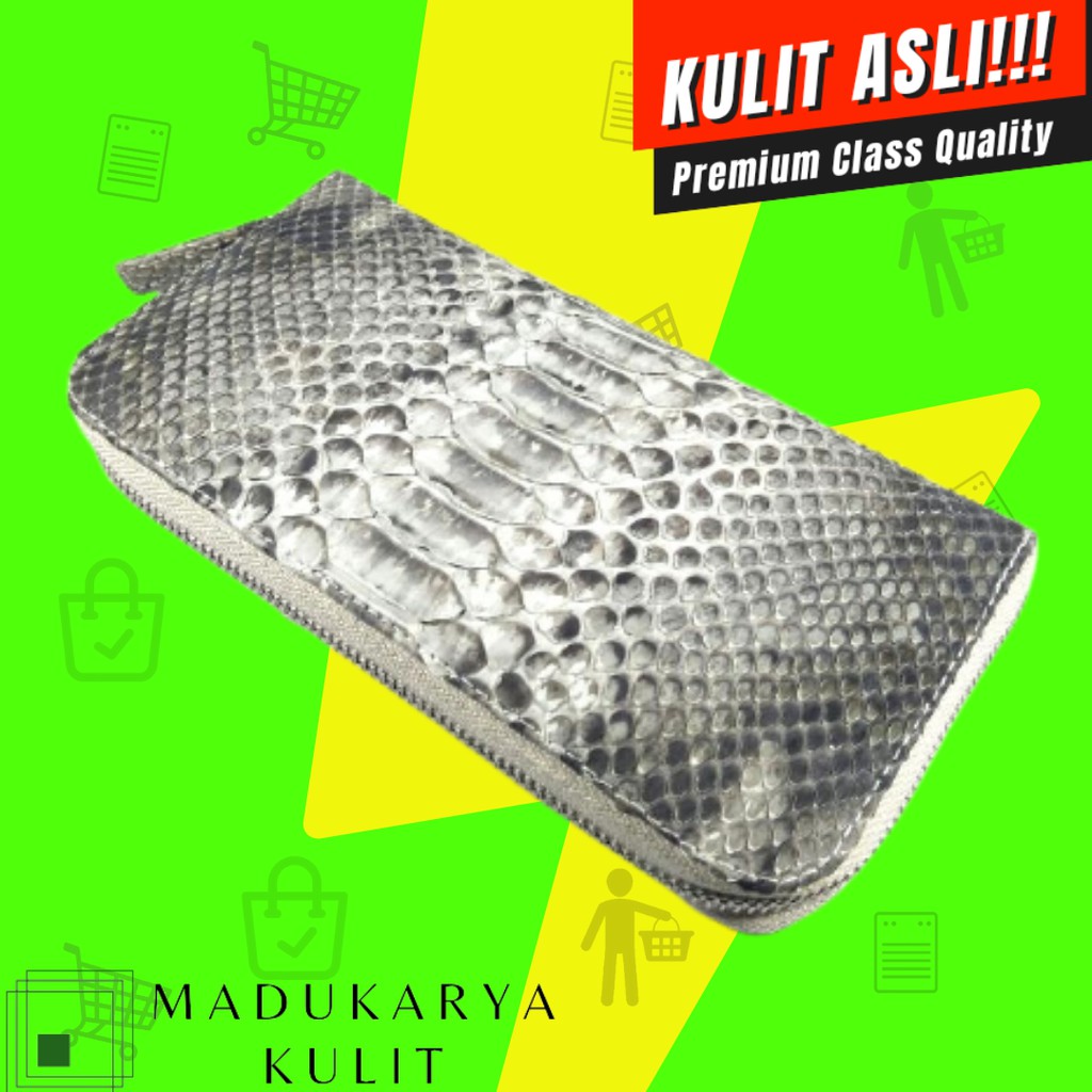 Dompet panjang Dompet wanita 100% Dompet kulit ular phython asli motif abstrak