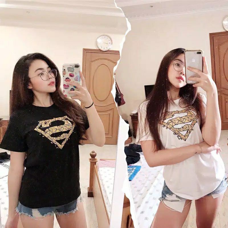 T-SHIRT MOTIF SUPERMAN/KAOS WANITA MOTIF SUPERMAN