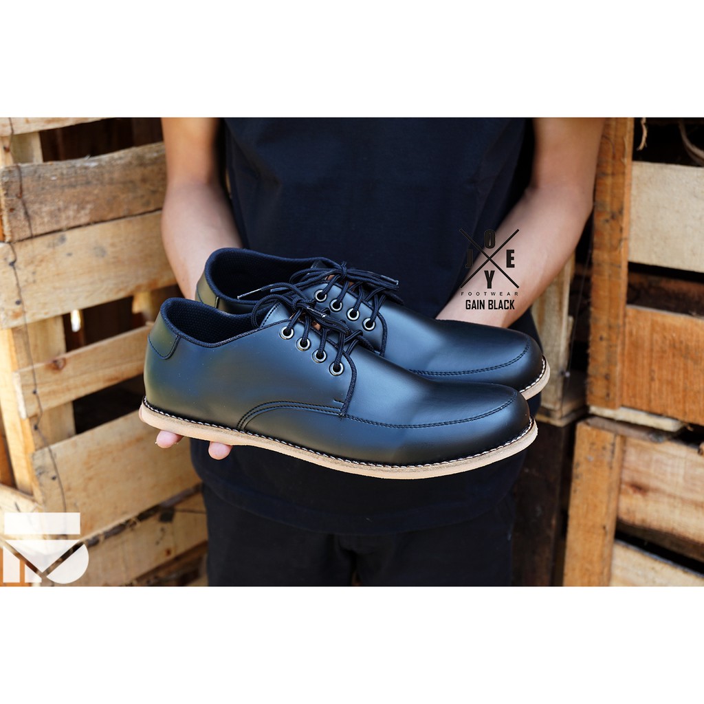 Gain Black | Sepatu Pantofel Hitam Pria Fantopel Pantopel Ori Casual Kerja Cowok Men | FORIND x Joey