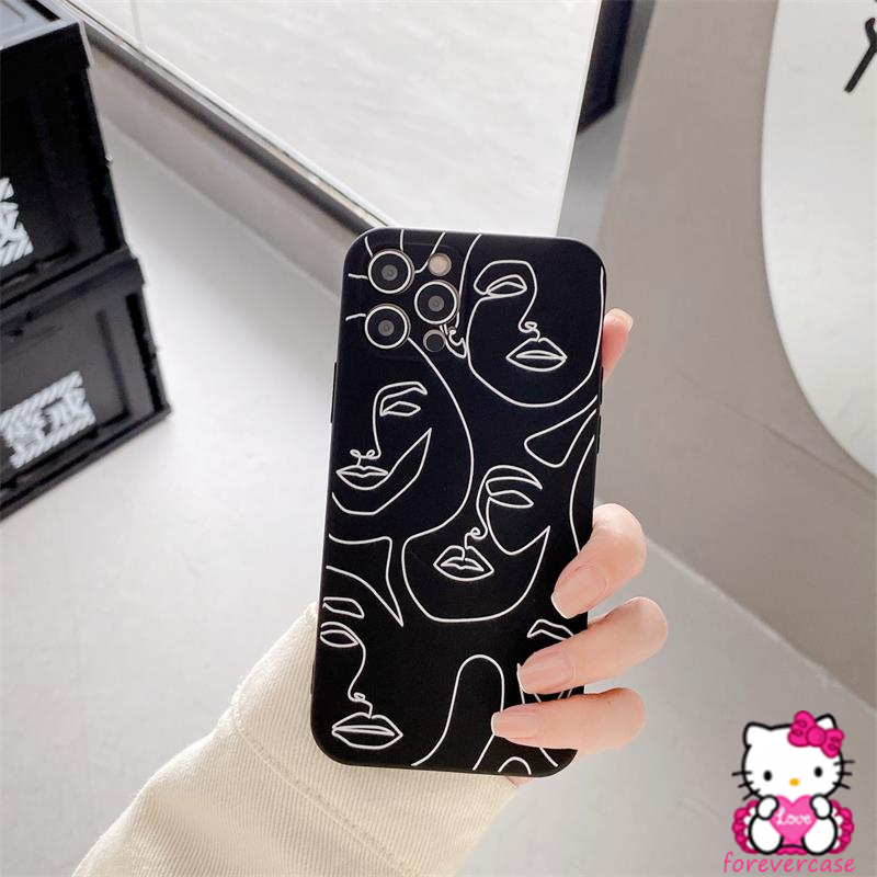 Art Line Face Simple Case Samsung A32 A52 A72 A12 M12 A03S A52S A51 A71 A11 M11 A50 A50S A30S A20S A21S A31 A10S Fashion Soft Tpu Protector Phone Case