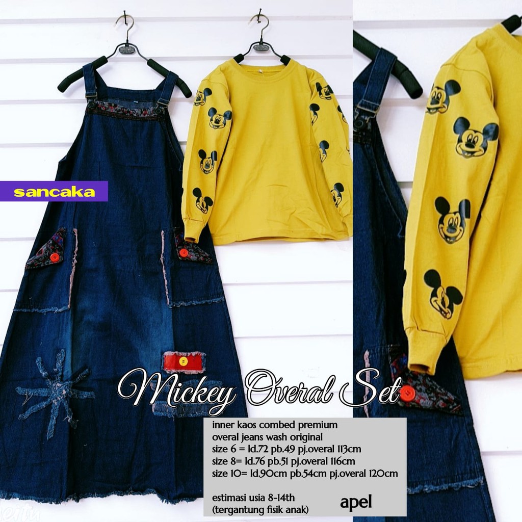 GAMIS ANAK SANCAKA MICKEY OVERALL SET RESTOK 130620