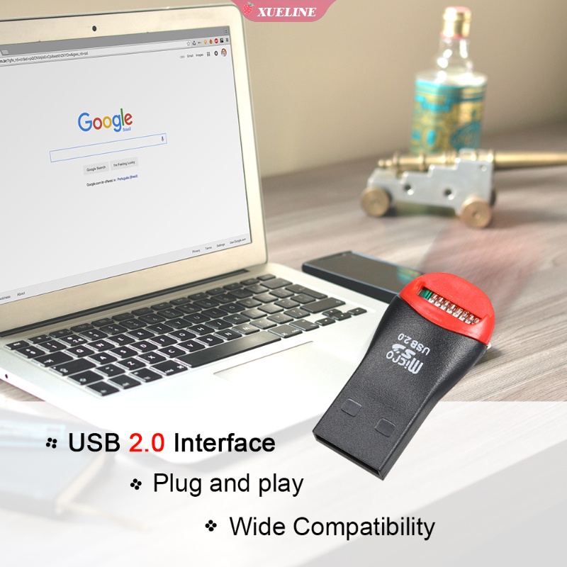 Adapter Card Reader USB 2.0 TF Flash Micro SD / TF Portable Untuk Laptop / Handphone