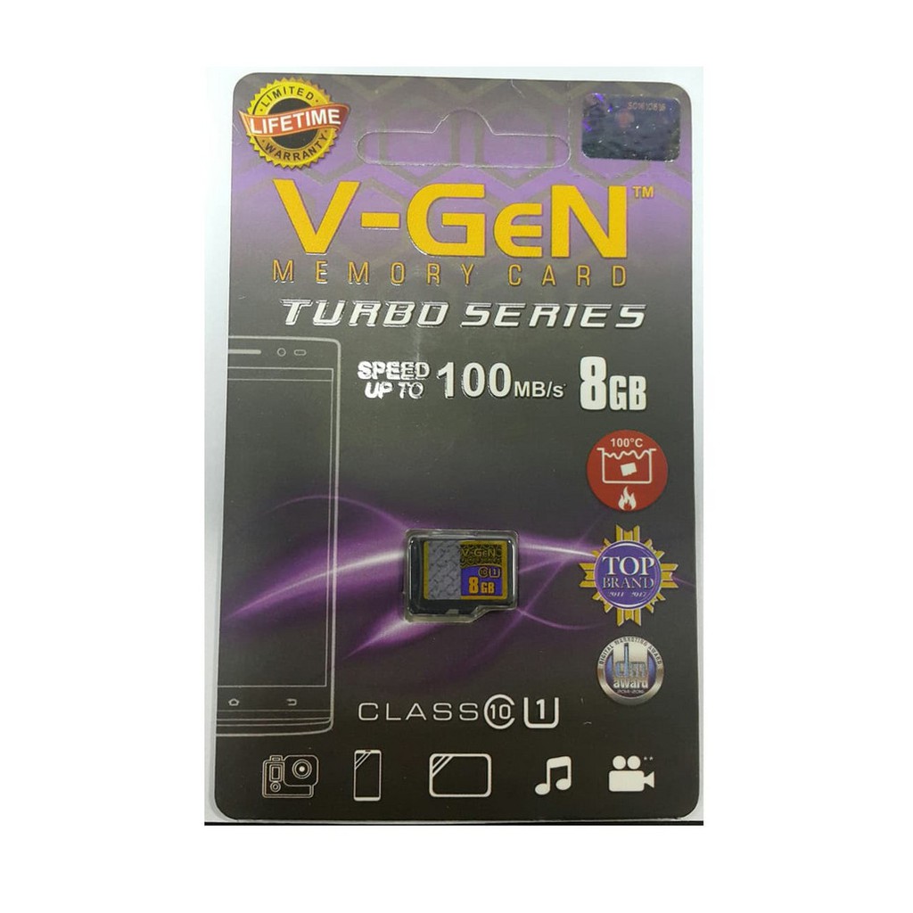 VGen MicroSD 8GB Memory Card Class 10 Ori Resmi Real Micro SD TF CARD 8 GB Turbo Series V-Gen