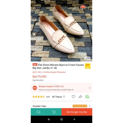 flat shoes murano byanca cream sepatu big size 43